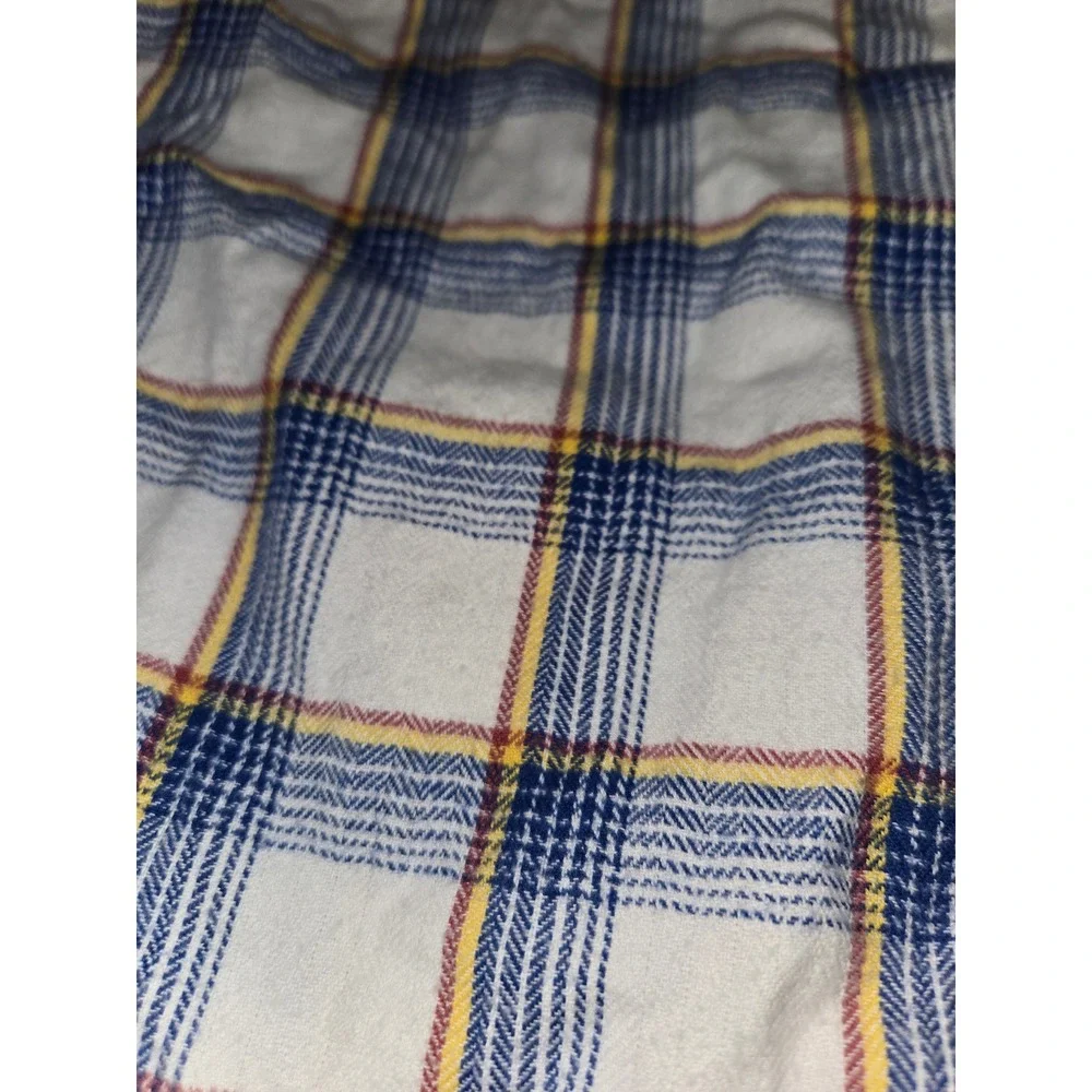 OshKosh Bgosh Boys 14 Blue White Yellow Plaid Button Down Flannel Pocket Shirt‎